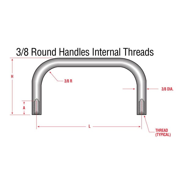 Amatom Handle RECT Internal Threaded 1032 1/2 X 1 1/4 X 3 11411A1032